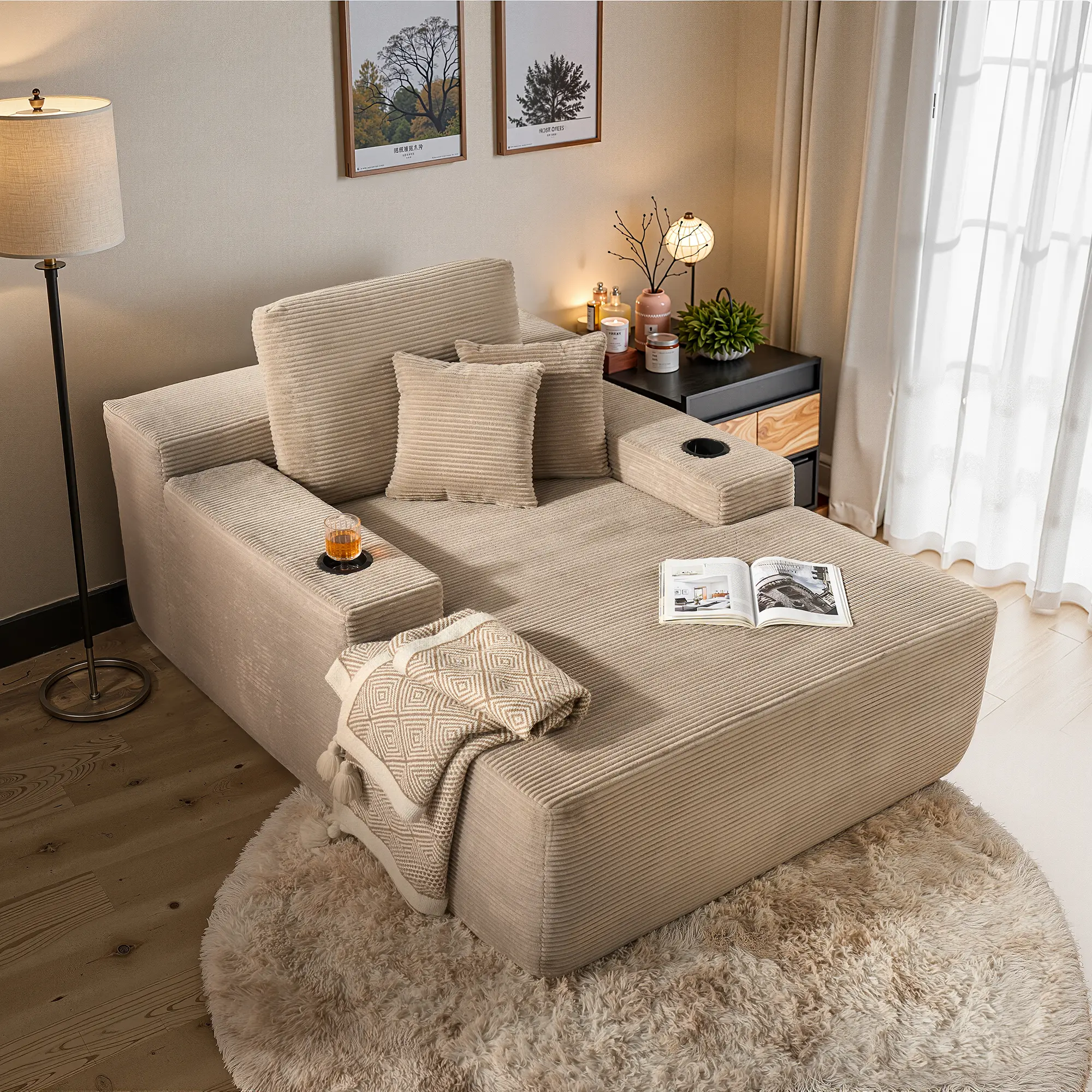 Camel Corduroy With Cup Holder