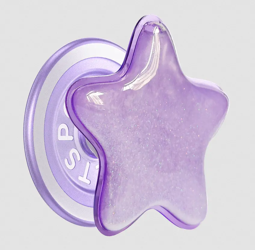 Popsockets Phone Holder with Mounting Base, Tidepool Squishy Star Design, Lavender Fog Color, Solo Item