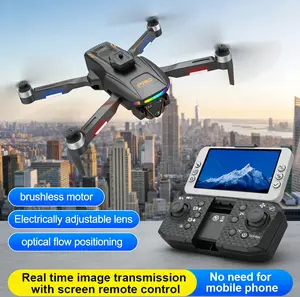 4K Dual Camera Drone w/ 4.5" Screen Remote, Brushless Motor, 5G FPV Foldable RC Drone for Beginners Night Flying