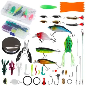 383Pcs Fishing Lures Tackle Box Bass Fishing Animated Lure Crankbaits Spinnerbaits Soft Plastic Worm Saltwater Freshwater Fishing Kit,summervibes
