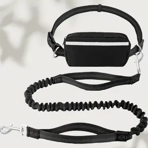 Hands Free Dog Leash with Zipper Pouch, Dual Padded Handles and Durable Bungee for Walking, Jogging and Running Your Dog