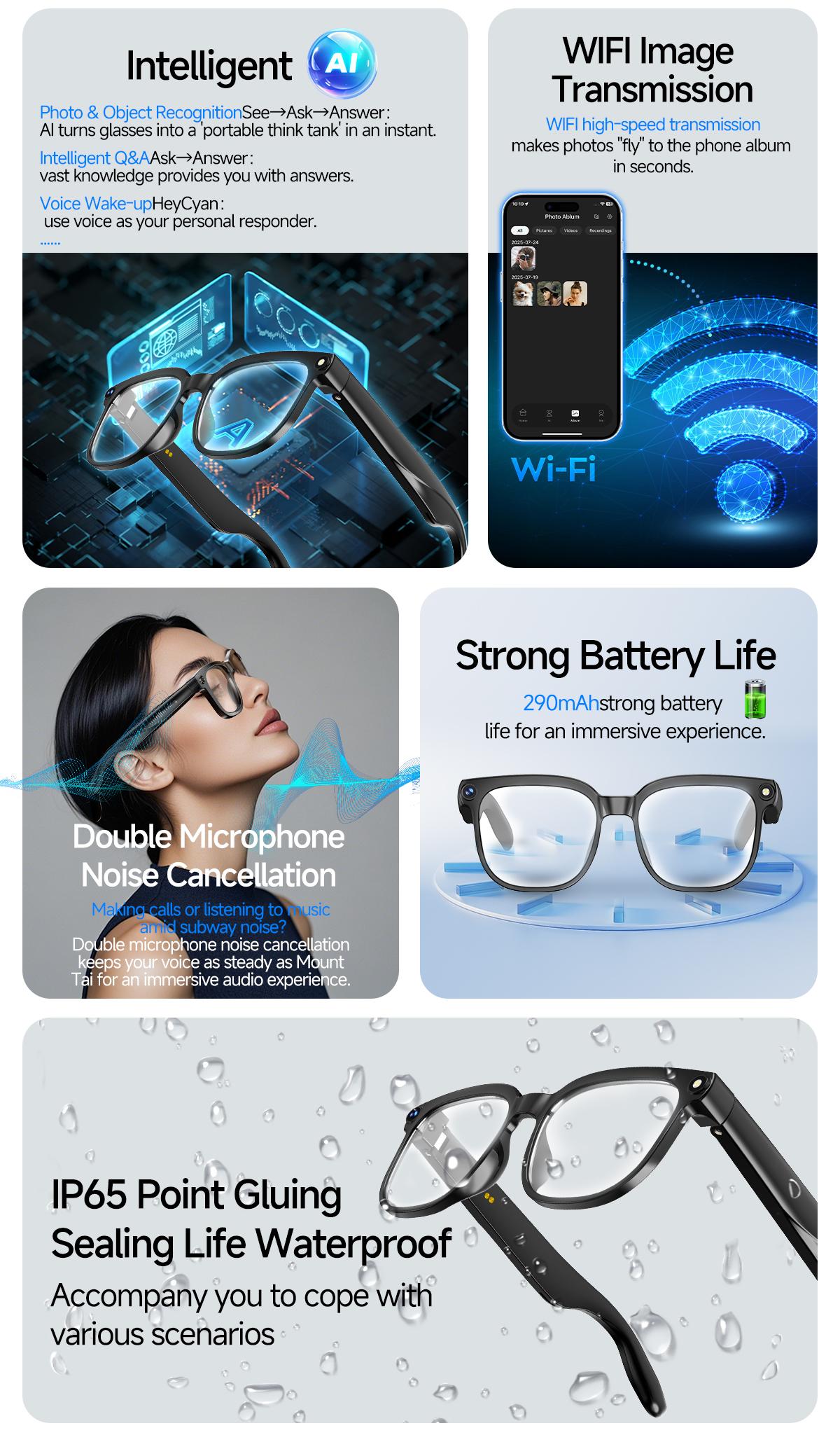 KPEP Smart AI Camera Glasses with 8MP Resolution, Button Touch Adjustment for Travel Outdoor Adventures Hands-Free Photography 160+Languages Real-Time Translation Bluetooth Wireless Wearable Video Recording Sunglasses Blue light blocking, Easter gift