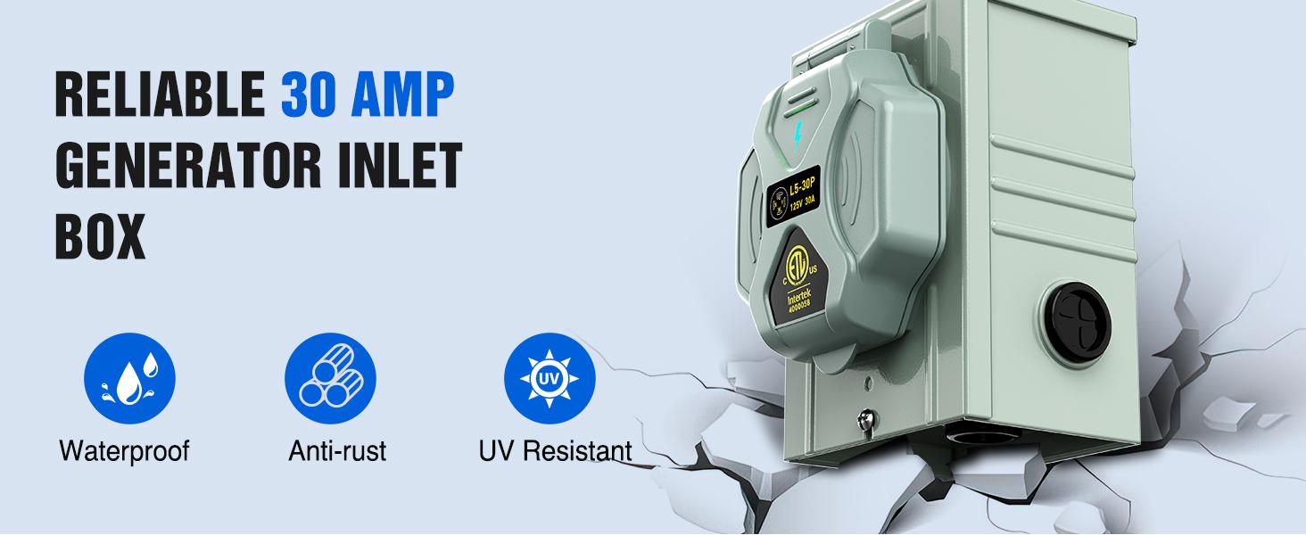 Nilight 30A 100FT Generator Extension Cord Power Inlet Box with Locking Connector 125/250V 7500W 10 Gauge STW ETL Listed 4 Prong L14-30P L14-30R Cable for RV Outdoor Use