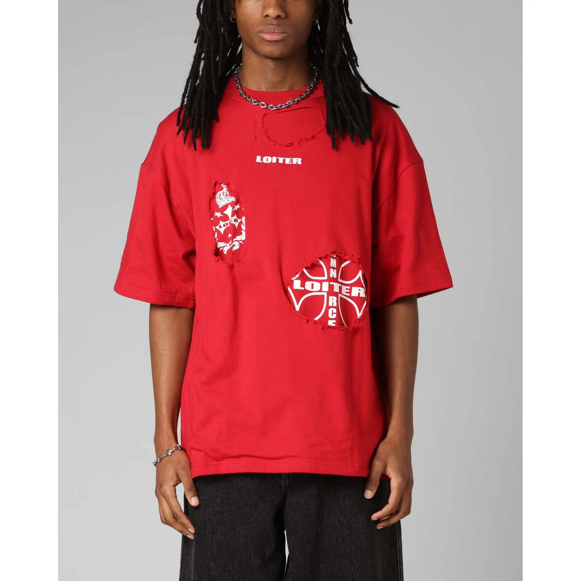 Loiter Destruction T-Shirt Red