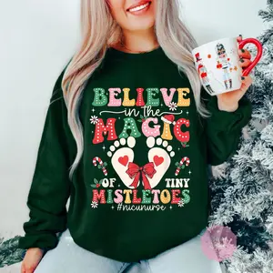 Magic Of Tiny Mistletoe Christmas Shirt, Nicu Nurse Christmas Sweatshirt, NICU Christmas Shirt, Neonatal ICU Nurse Shirt, Xmas Gift For Nicu