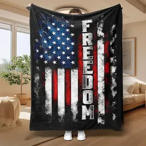 American Flag Print Soft Warm Blanket, 1 Count Bedding Supplies for Home Office Travel Camping, Cool Bedroom Bedding, Bedroom Accessories