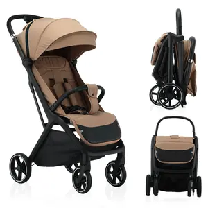 One-click Folding Lightweight Foldable Baby Stroller with 6.5" Front Wheels & 8" Rear Wheels - Perfect for Travel, Shopping & Daily Walks, Ergonomic Design, Aluminum Alloy Frame