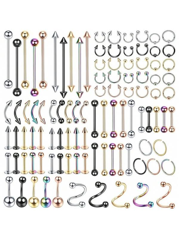 Express Your Edge: 100-Piece Premium Punk Piercing Kit | Diverse & Durable Body Jewelry for Industrial, Septum, Ear | Perfect for Daily Grunge Style, Parties & Festive Events like Christmas elegant daily wear Heart Shaped Stainless Steel Nipple Rings unis