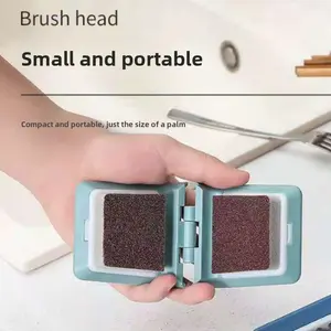 Portable Compact Kitchen Cleaning Brush | Foldable U-shaped Double-sided Cleaner | Lazy Friendly For Apartment Renter Use | Easy Dish Knife Cutlery Brush | Small Kitchen Dishwashing Tool