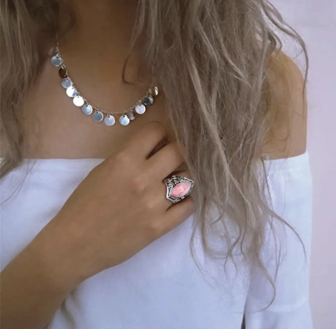 Handmade Marquise Pink Crystal Zircon Ring Size 9
