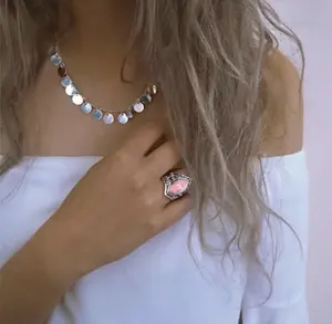 Handmade Marquise Pink Crystal Zircon Ring Size 9