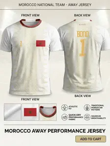 2026 Morocco Soccer Jersey Men's National Team Football Shirt, Quick-Dry Fabric T-Shirt, Breathable Athletic Top, Traditional Moroccan Pattern Fan Gear