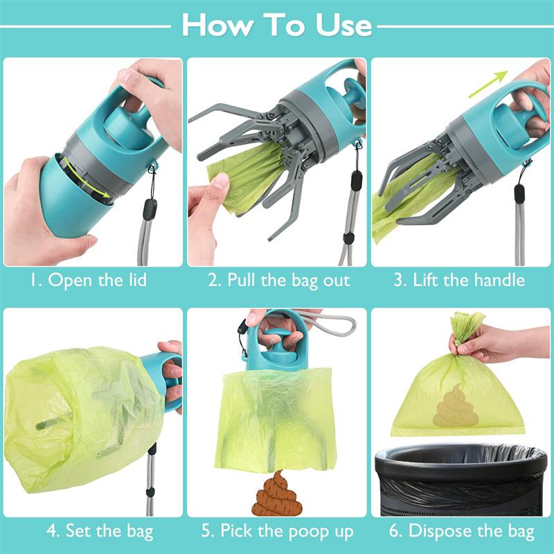 Portable Lightweight Dog Pooper Scooper With Built-in Poop Bag Dispenser Eight-claw Shovel For Pet Toilet Picker Pet Products Portable Lightweight Dog Pooper Scooper With Built-in Poop Bag Dispenser Eight-claw Shovel For Pet Toilet Picker Pet Products