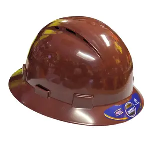 Brown Full Brim Vented Hard Hat 4 Point Ratchet Suspension Brown Full Brim Vented Hard Hat 4 Point Ratchet Suspension