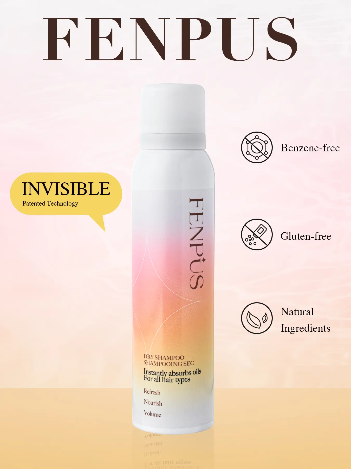 Fenpus Instant Volume Boost Dry Shampoo 5.1oz - Benzene-Free, Keratin & Aloe Infused, No Cruelty, Suitable for All Hair Types