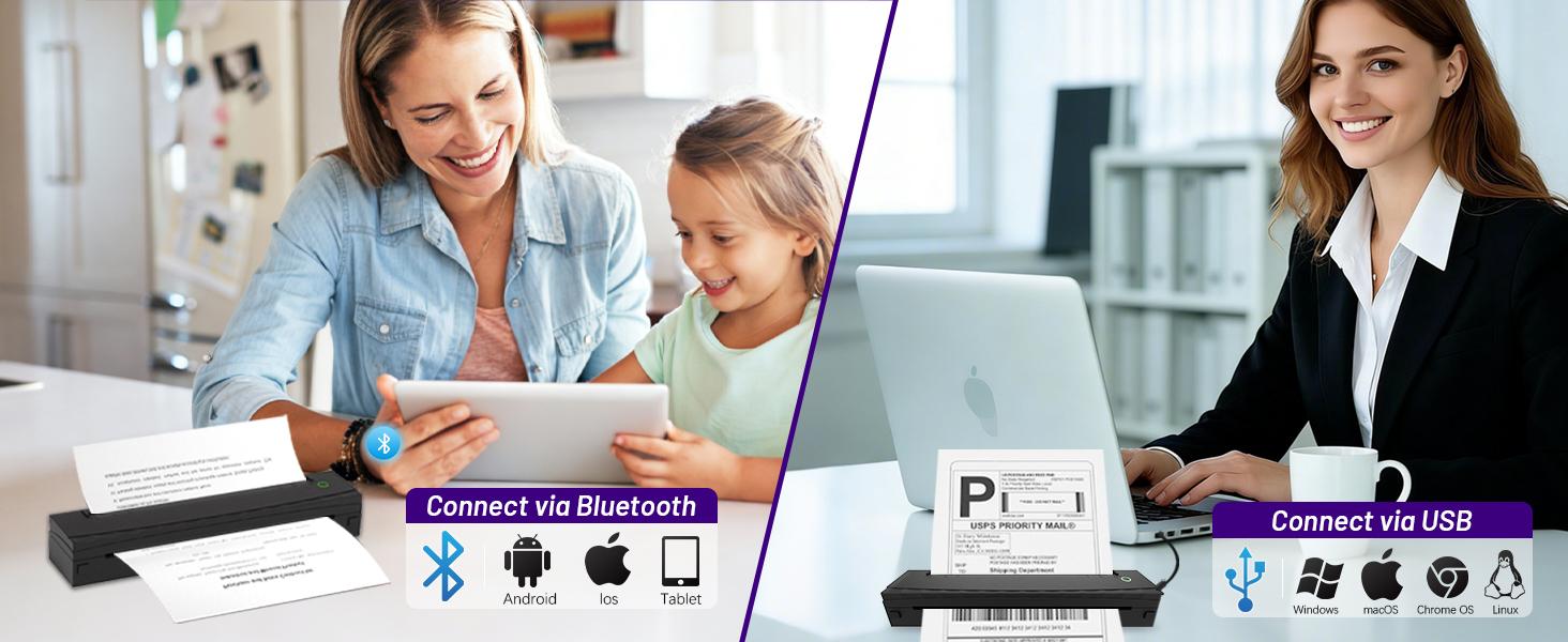 Tattoo Stencil Printer, Bluetooth Thermal Tattoo Printer Machine, D80 Portable Stencil Printers for Tattooing with 10pcs Transfer Paper, Compatible with iOS, Android and PC (Black)