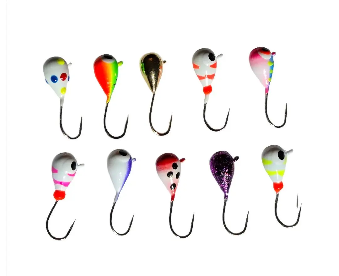 10 Pack Tungsten Ice Jigs 6mm with #10 hooks