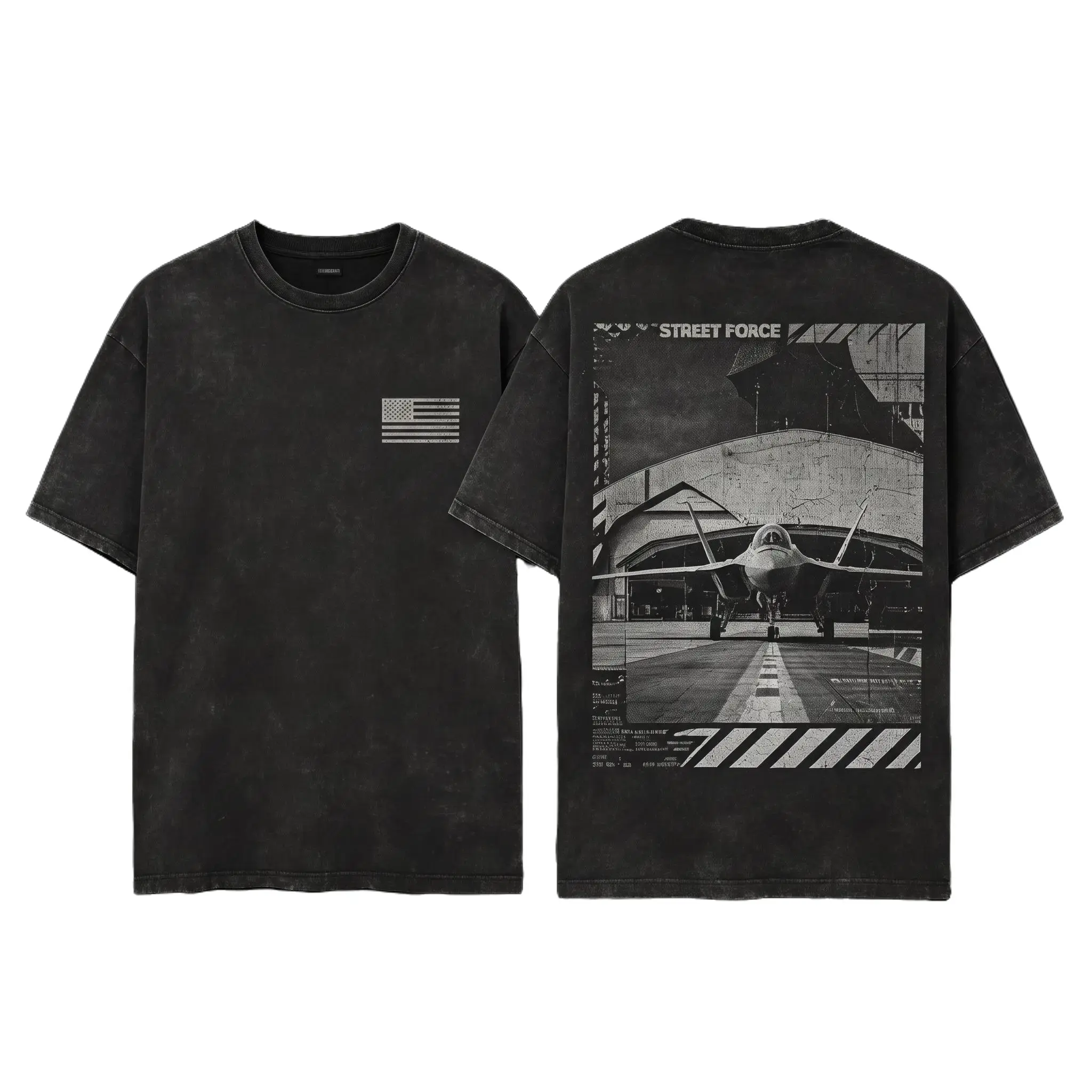 Vintage Acid Wash Fighter Jet T-Shirt | Oversized Graphic Tee Streetwear | Retro Military Aircraft Heavyweight Shirt