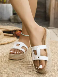 Women's thick-soled wedge sandals, new summer style, fashionable platform waterproof fish-mouth high-heeled beach casual vacation bohemian style sandals