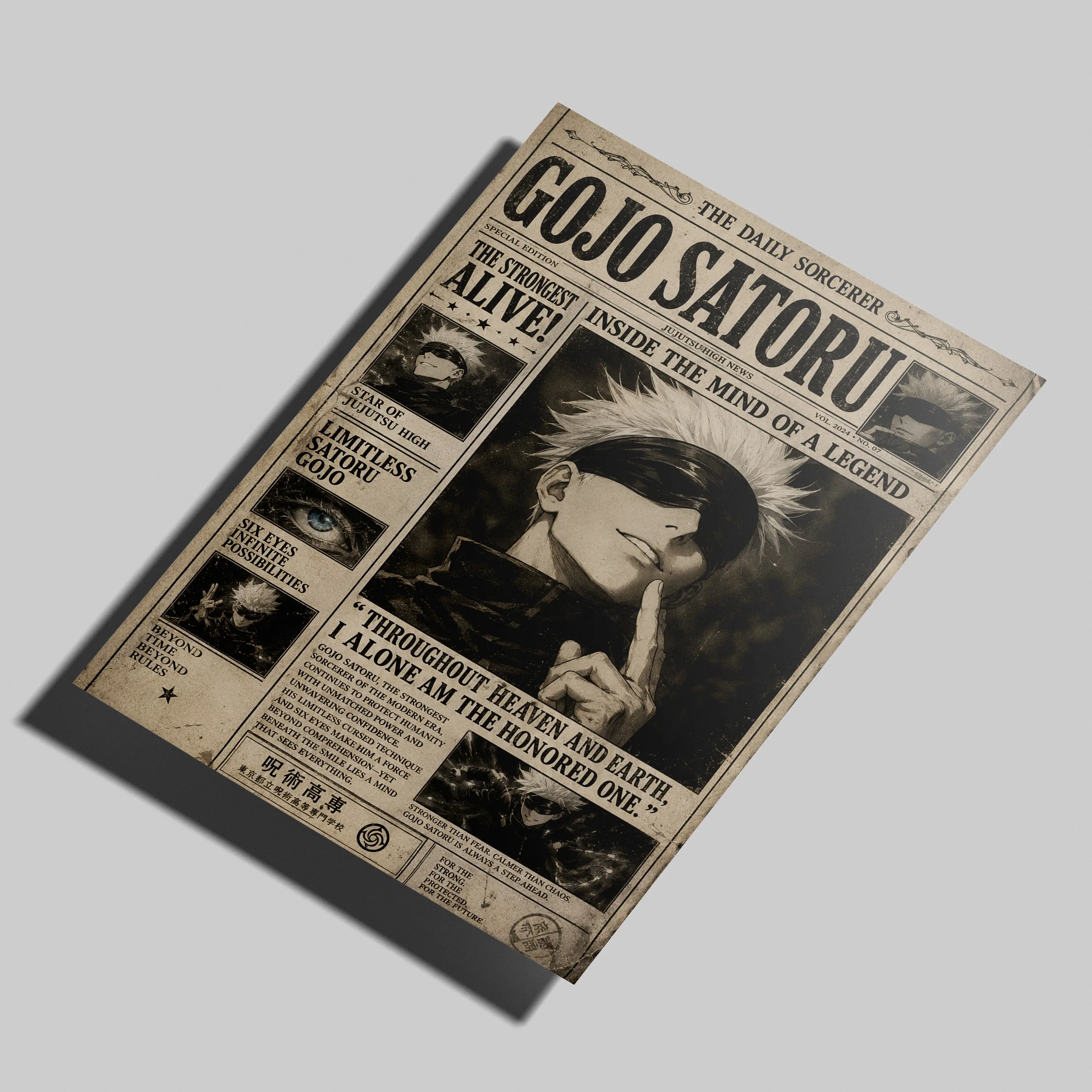 Vintage Anime Style Newspaper Wall Art Poster Retro Manga Inspired Hybrid Paper Print Home Decor for Bedroom Game Room Anime Fans