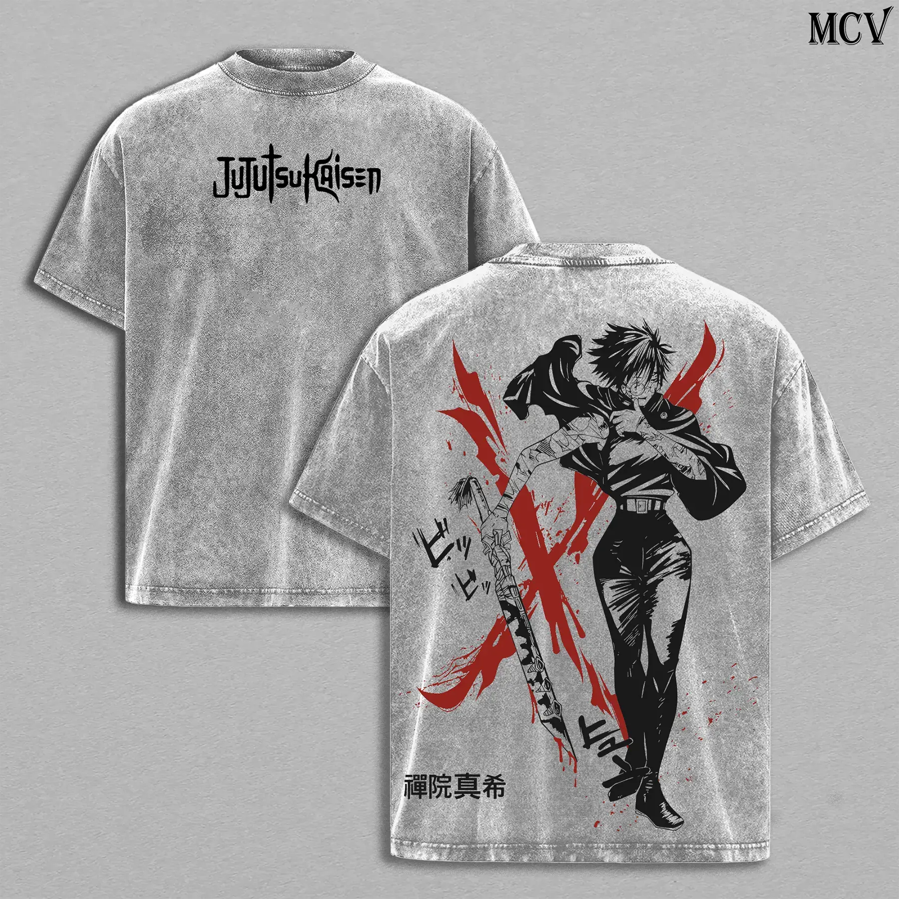 Men's Streetwear Graphic Tee - Oversized Fit Anime Design, Heavyweight 230gsm Pre-washed Fabric, Double-Sided Print Top