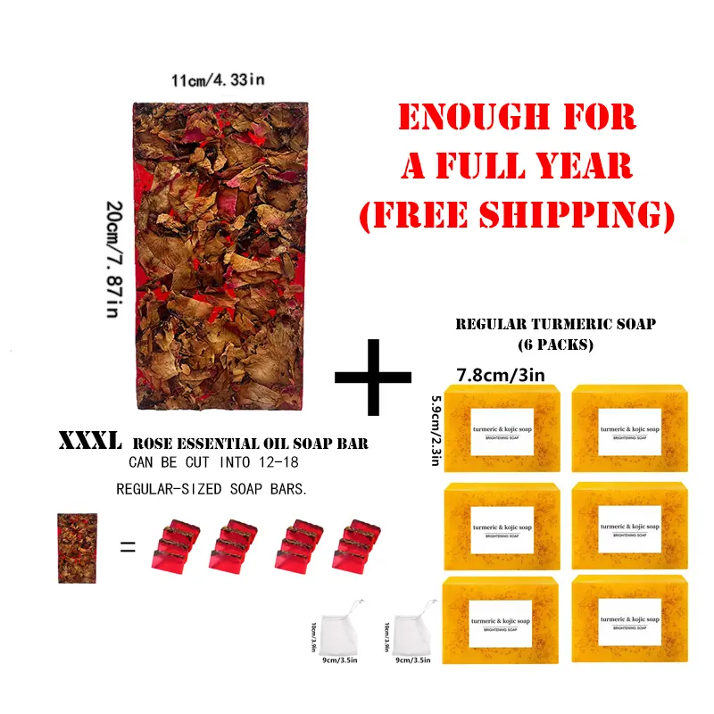 Turmeric Soap Set (6 Bars) + XXXL Rose Soap