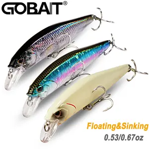 GoBait Minnow Fishing Lure Set (3 Pcs) - 1/2 oz Floating & 2/3 oz Sinking Jerkbait Hard Wobbler Kit with Treble Hooks for Bass Pike Trout | Freshwater Saltwater Tackle Pack