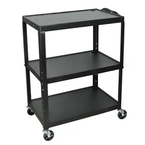 212 MAIN All-Steel Adjustable Height XL AV Cart, Multifunctional Home Organizer with Shelf and Racks, Versatile Storage Solution for Home Supplies