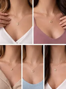 14k Gold Initial Necklace-Personalized Letter Pendant