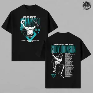 Cody Johnson Leather Deluxe Tour Tee, 2026 Country Concert Graphic T Shirt, Vintage Washed Cowboy Streetwear, Western Music Back Print Oversized Tee, Heavyweight Cotton Rodeo Fashion Shirt Gift For Men Women