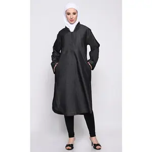 Contemporary Denim Tunic with V-Neck and Curved Hem