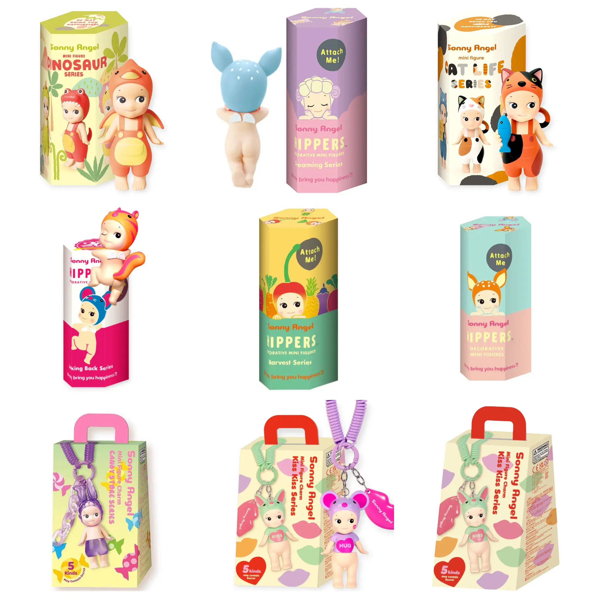 Sonny Angel Blind Box Mini Figure | Dinosaur Cat Life Hippers Keyring Charm Series