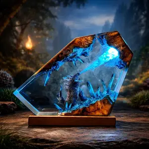 God.zilla King of Monsters Resin Diorama, Handcrafted Atomic Breath Kai.ju Ornament, Epic Movie Figurine, Artisan Desk Decor Art, Unique Gift for Fans