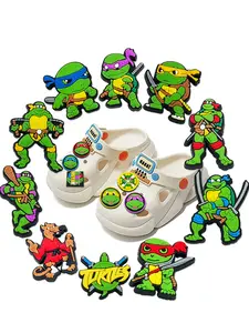 16-Piece Turtle Cartoon Shoe Charm Wooden Sandals Decoration, High-Quality Fashion Shoe Accessories, Great Christmas Gift, Shoe Embellishment Set