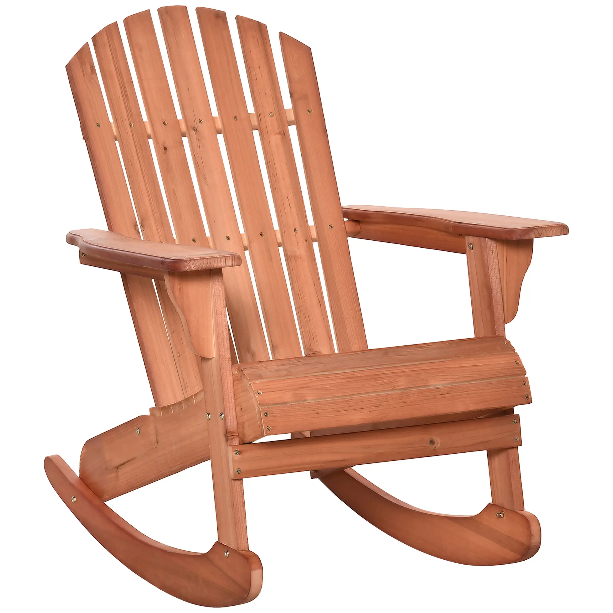 Rugged Outdoor Solid Wood Rocking Chair, 37-In Wide Outdoor Lounge Chair with Curved Tall Backrest, Painted Varnish for Beauty & Durability, Ideal for Garden or Deck (Camping Furniture), Rugged Outdoor Chairs