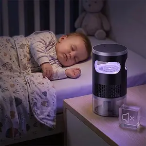 Indoor Flying Mosquito Zapper, Sleep-Friendly Night Light with Zap & Trap, Suction-Type Design, Cordless Rechargeable Low Noise Repellent Lamp, for Home Camping