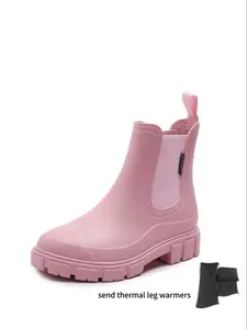 Fashion Women's Rain Boots, Short Chelsea Anti-Slip Boots, All-Pairing Style Waterproof Boots, Ideal for Rainy Days, Side Elastic Strap, Waterproof Wellington Boots, Waterproof Ankle Boots