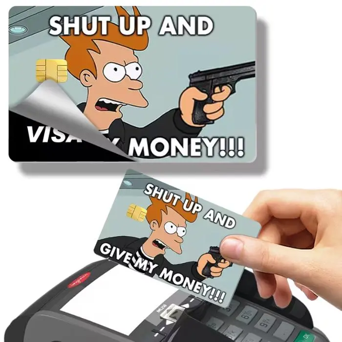Humorous 'Give Me Your Money' Redit Card Skins, Debit & Credit Card Protectors