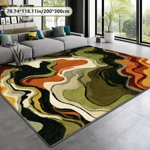 Velvet Soft Comfort Carpet, Retro Pattern Print Rug, Vintage Printed Rug, Vintage Design Rug, Home Decor Mat, Decorative Area Rug, Living Room Large Rug, Sofa Pad, Bedroom Bedside Rug, Multi-Scene Use