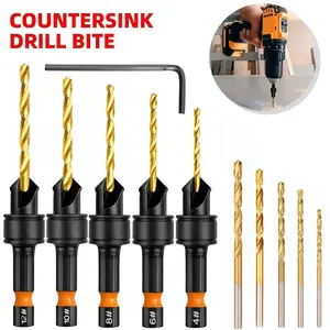 11-Piece Countersink Drill Bit Set, 1/4 Inch Hex Shank Adjustable Depth Pilot Drill Bits, Essential Tool Kit for Precision Drilling