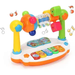 Baby Piano Toy with Light & Music, Musical Light Up, Infant Drumming Keyboard, Educational Musical Instrument for Babies, Christmas Gifts Box Included