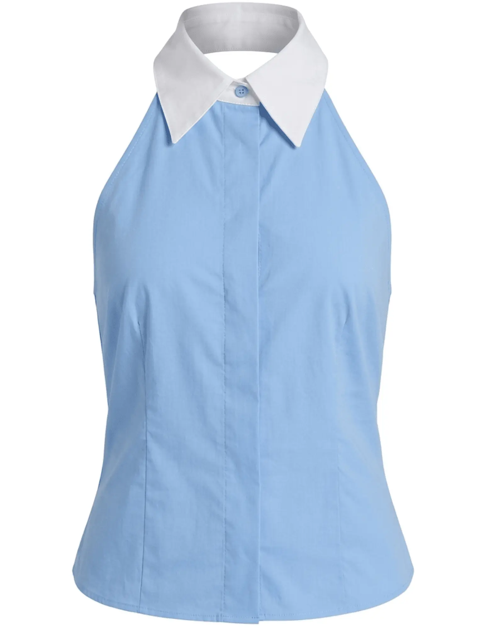 L'AGENCE Rina Collared Poplin Halter Top in Vista Blue-SALE