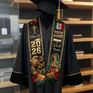 Custom Aztec Mexican Graduation Stole 2026, Mexican Flag Graduation Sash, Mexico Pattern Stole, Virgen de Guadalupe Sash Senior Grad Gift Graduation Stole