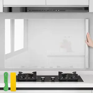 Electrostatic Adhesive Wall Protection Film Roll, Waterproof Oil-Proof Removable Film for Kitchen Tiles Home Dorm Decor