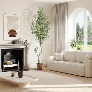 5FT 6FT 7FT Artificial Olive Tree, Potted in White Planter with Realistic Leaves & Fruits, Indoor Decor for Stairs Foyer Bedroom (1/2 PCS), Nature, Decoration, Entryway, Gift,summervibes