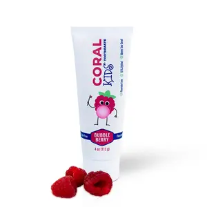 Fluoride Free Coral White Kids Bubble Berry Oral Gently Toothpaste for Kids