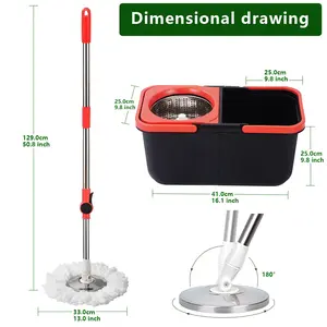 1 Pack Extra Long Wide Flat Mop | 50.8” Tall-Friendly Pole + 16.1” Wide Head 180° Swivel Hands-Free Cleaning Tool