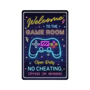 Welcome to the Game Room Sign - Cool Gaming Decor Gifts for Boys and Teens | Perfect Game Room Accessories and Decor, 12 x 8 Inch