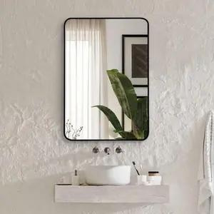 22x30" Rectangular Bathroom Mirror - Metal Framed Wall Mirror with Rust-Resistant Finish, Shatterproof Glass, Modern Vanity Mirror
