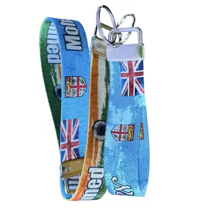 Fiji Flag Keychain Collection - Personalized Name Durable Nylon Key Fob - Custom Wristlet Keychain